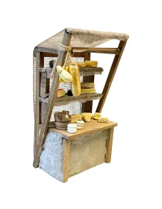 Bancarella con formaggi per statue da 10-15 cm