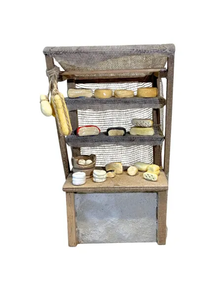 Bancarella con formaggi per statue da 10-15 cm