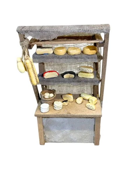 Bancarella con formaggi per statue da 10-15 cm