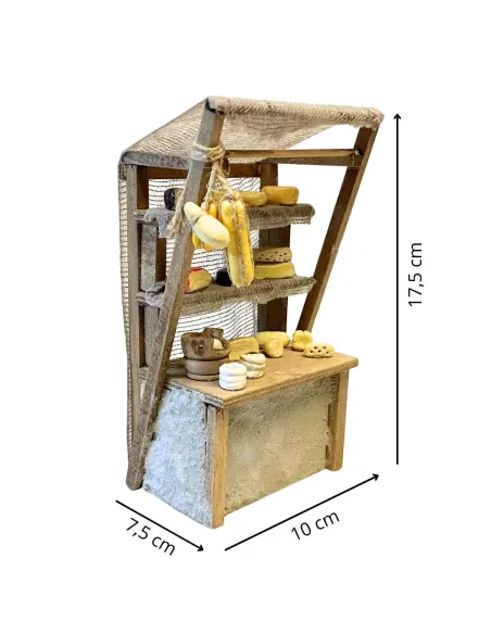 Bancarella con formaggi per statue da 10-15 cm