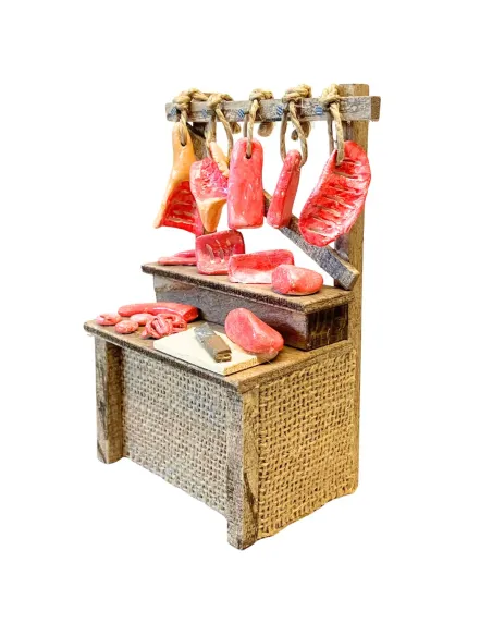 Bancarella con carne per statue da 10-15 cm