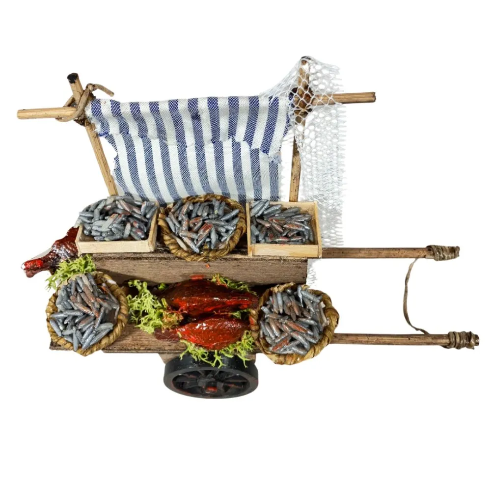 Wooden Fish Cart for 8–10 cm Nativity Figures
