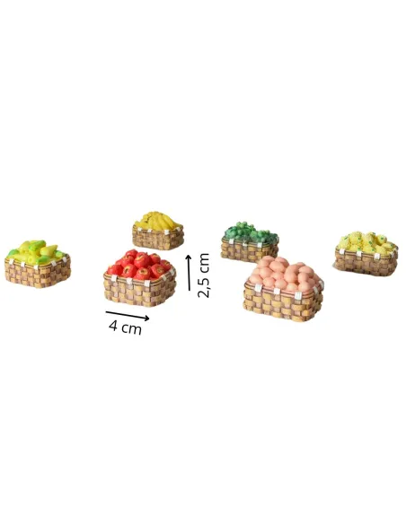 Set of 6 Resin Baskets with Fruit and Eggs for 20–25 cm Nativity Figures