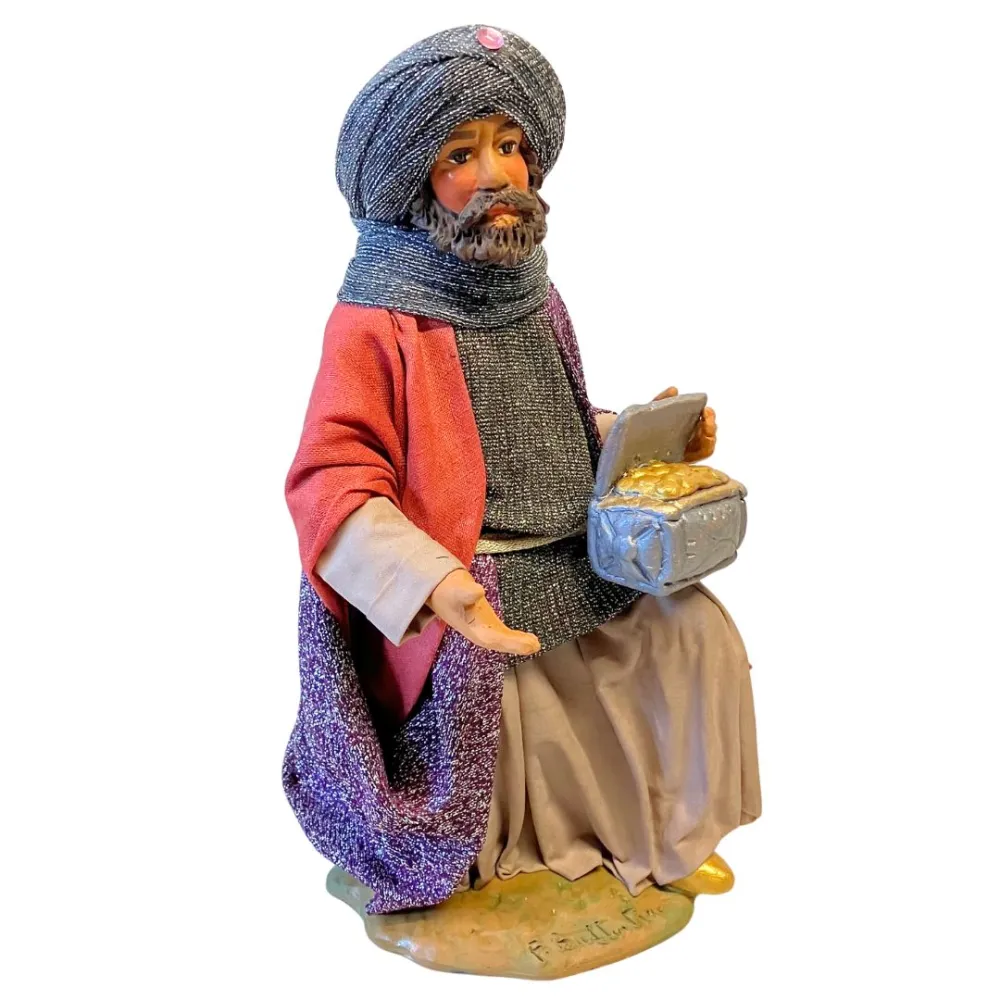Terracotta Wise Man Bearing Gold for 25 cm Nativity Figures