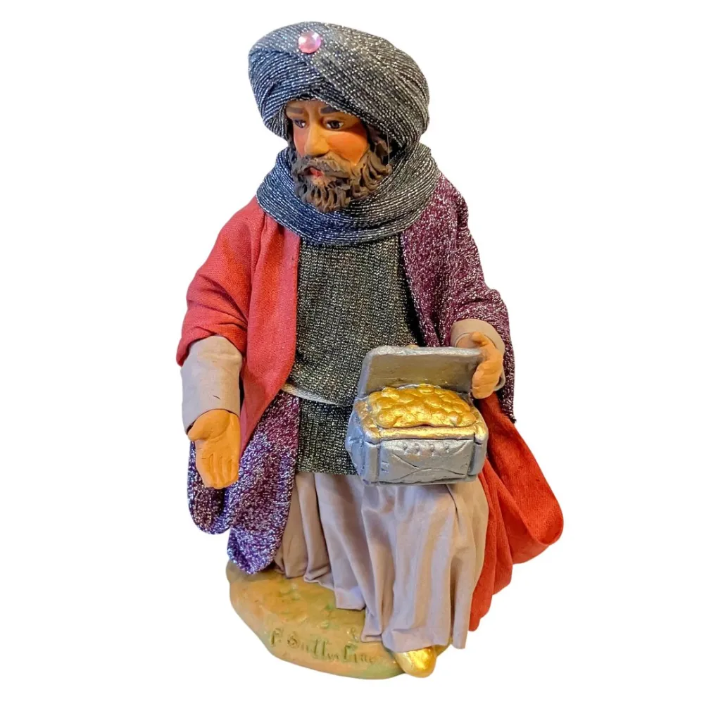 Terracotta Wise Man Bearing Gold for 25 cm Nativity Figures