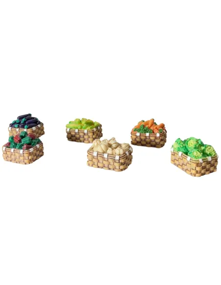Set of 6 Resin Baskets with Vegetables for 20–25 cm Nativity Figures