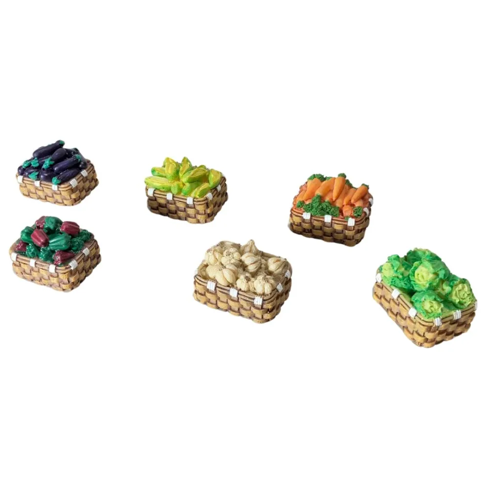 Set of 6 Resin Baskets with Vegetables for 20–25 cm Nativity Figures