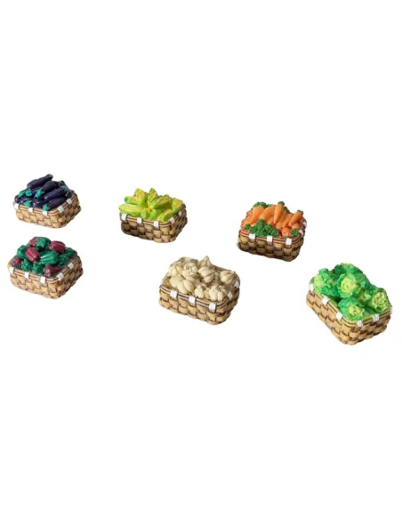 Set of 6 Resin Baskets with Vegetables for 20–25 cm Nativity Figures