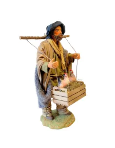 25 cm Terracotta Man with Hens 2