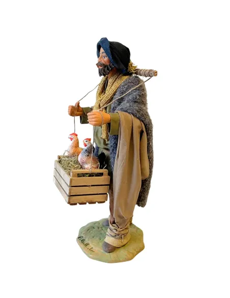 Uomo con galline in terracotta 25 cm