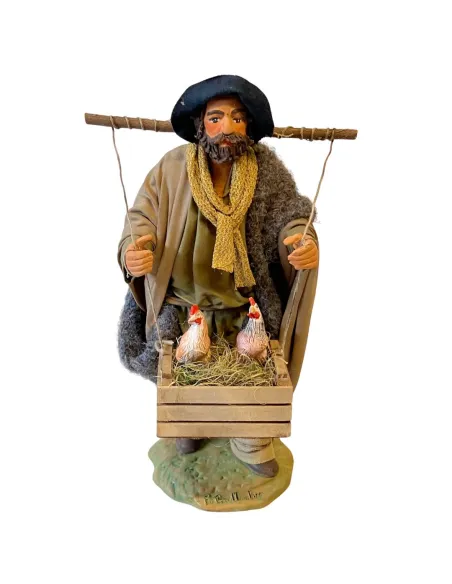 Uomo con galline in terracotta 25 cm