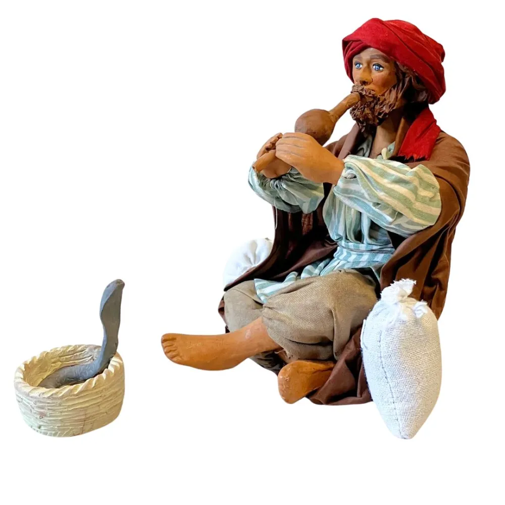 Terracotta Snake Charmer for 25 cm Nativity Figures