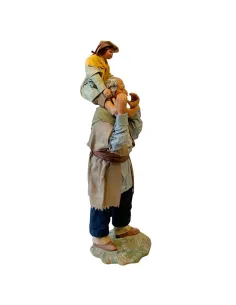 25 cm Terracotta Grandfather Carrying Child 2