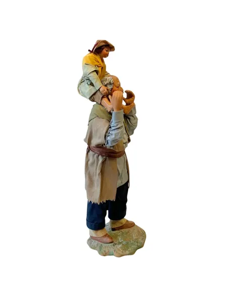25 cm Terracotta Grandfather Carrying Child
