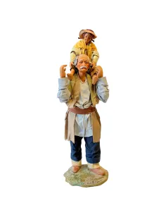 25 cm Terracotta Grandfather Carrying Child