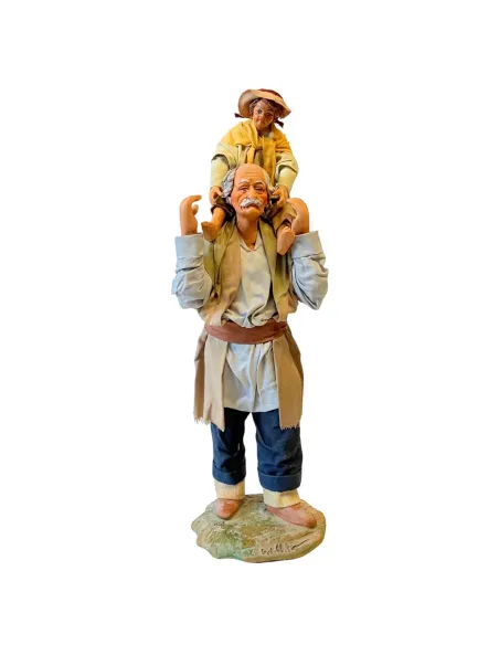 25 cm Terracotta Grandfather Carrying Child