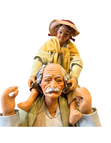 25 cm Terracotta Grandfather Carrying Child