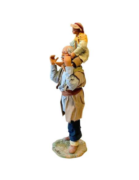 25 cm Terracotta Grandfather Carrying Child