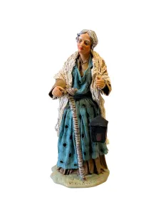 Vecchia con bastone e lanterna in terracotta 25 cm 2