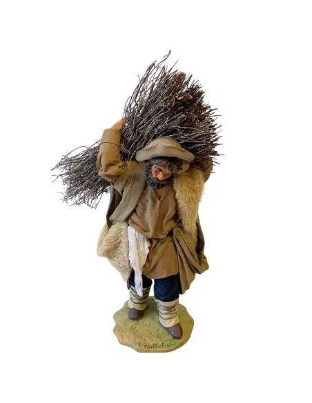 25 cm Terracotta Man Carrying Firewood Bundle