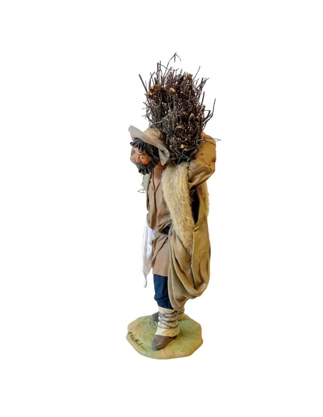 25 cm Terracotta Man Carrying Firewood Bundle