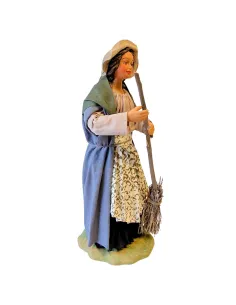 Donna con scopa in terracotta 25 cm 2