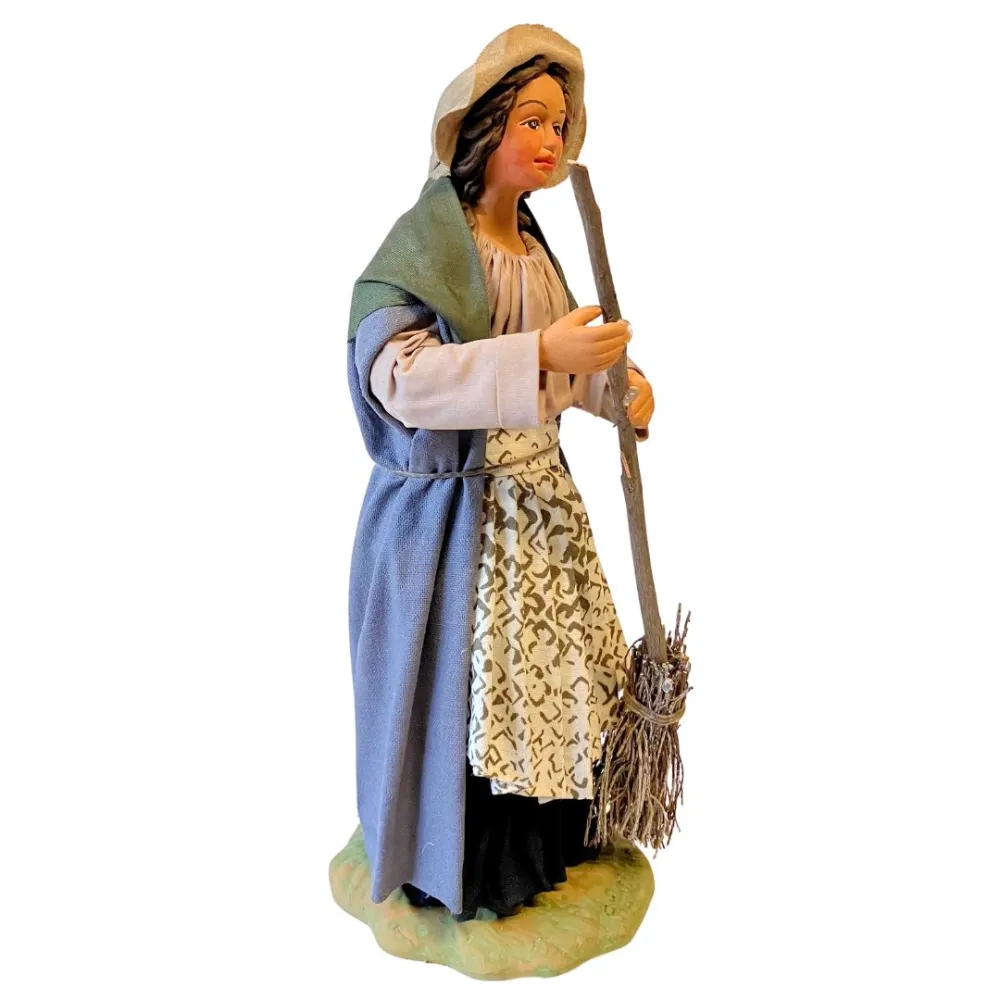 25 cm Terracotta Woman with Broom
