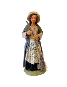 Donna con scopa in terracotta 25 cm