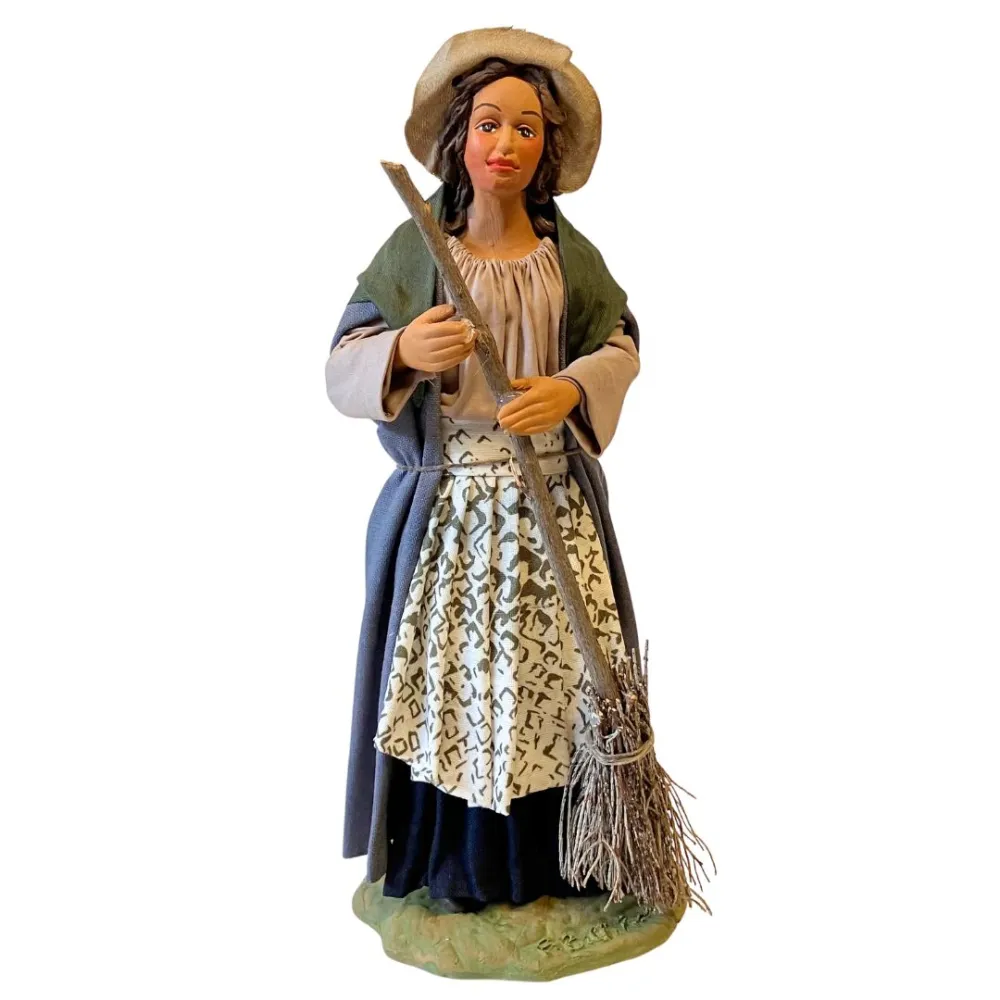 25 cm Terracotta Woman with Broom