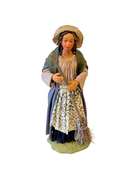 Donna con scopa in terracotta 25 cm