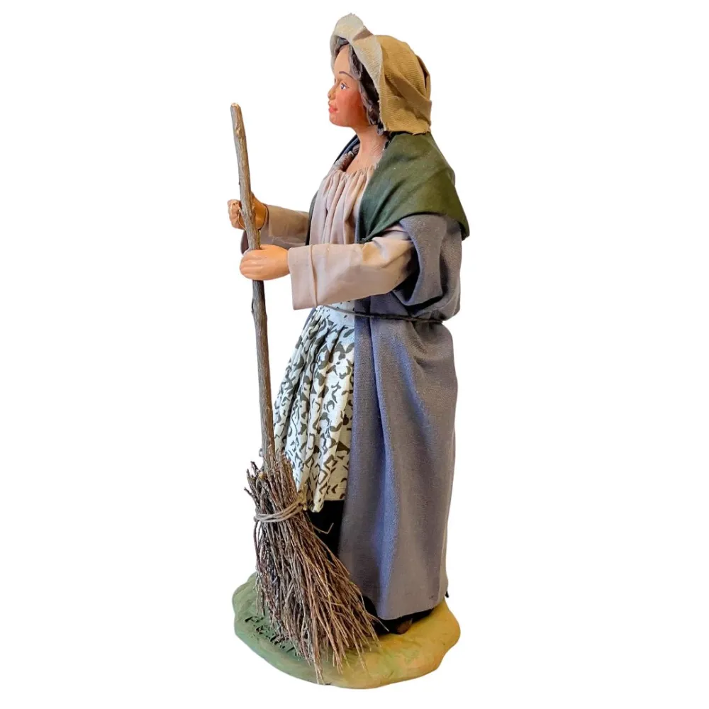 25 cm Terracotta Woman with Broom