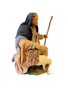 25 cm Terracotta Shepherd with Sheep 2