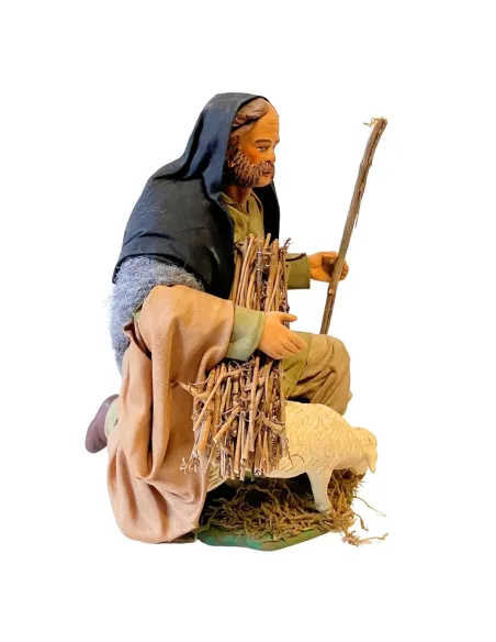 Pastore con pecora in terracotta 25 cm