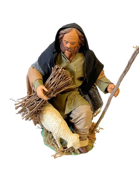 Pastore con pecora in terracotta 25 cm