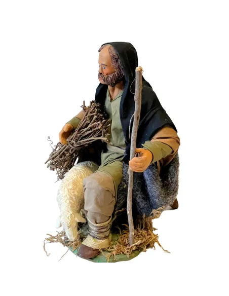 Pastore con pecora in terracotta 25 cm
