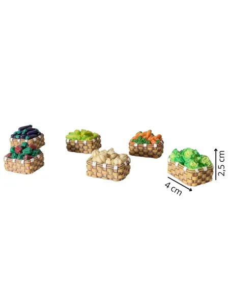 Set of 6 Resin Baskets with Vegetables for 20–25 cm Nativity Figures