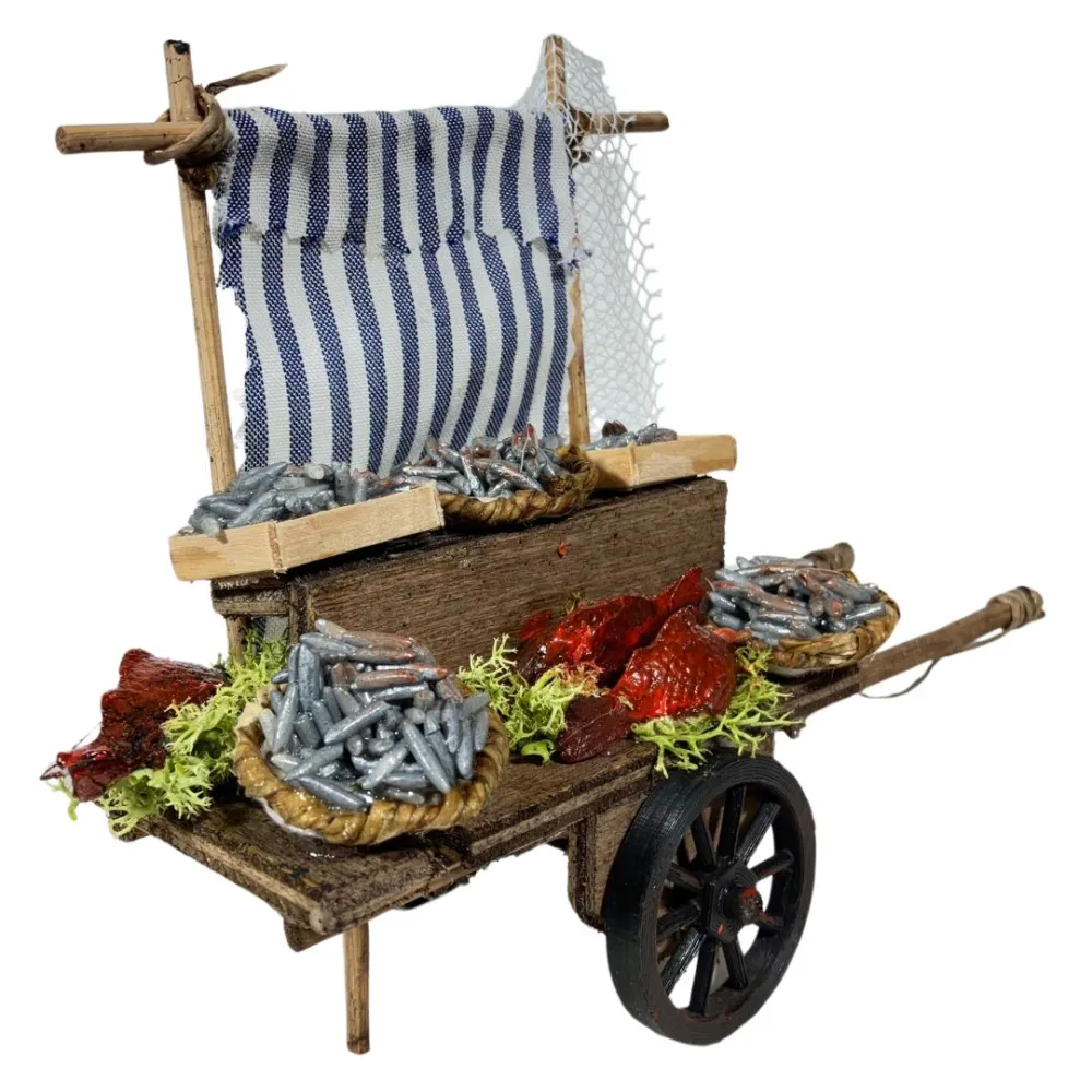 Wooden Fish Cart for 8–10 cm Nativity Figures