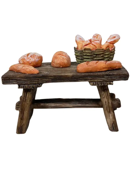 Banco fornaio con pane in resina per statue da 10-12 cm