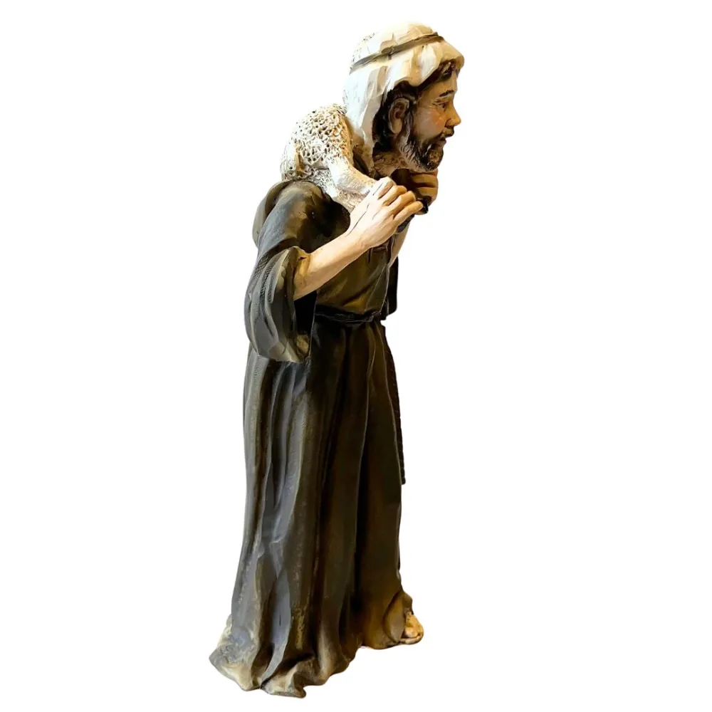 Shepherd Holding a Sheep – Resin, 17 cm Series