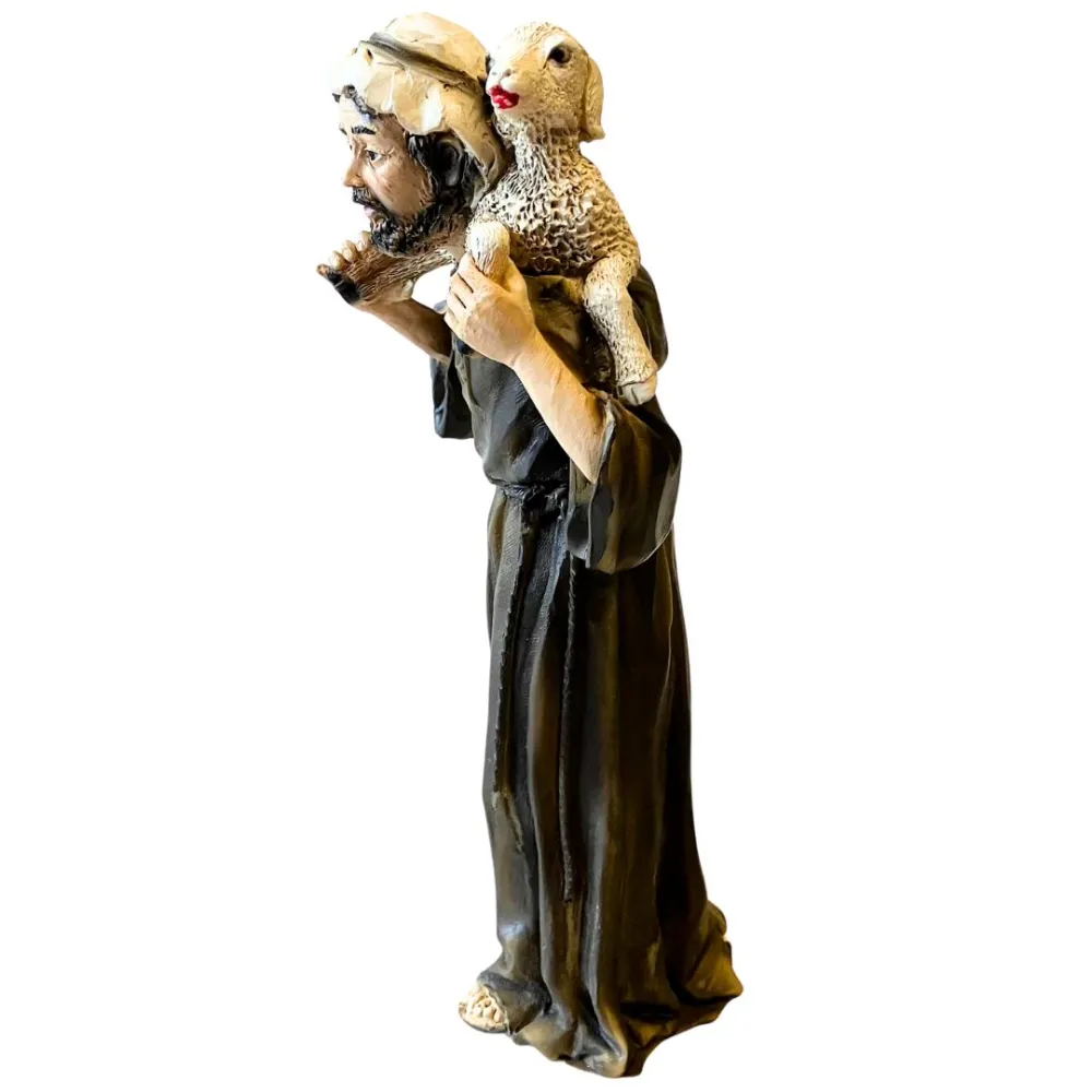 Shepherd Holding a Sheep – Resin, 17 cm Series