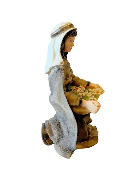 Donna con fiori in resina serie 17 cm