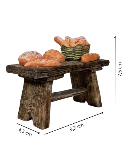 Banco fornaio con pane in resina per statue da 10-12 cm