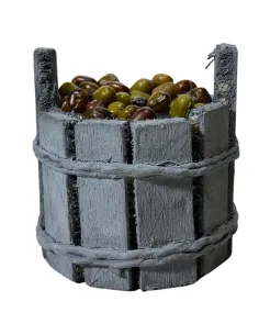 Tinozza in legno con olive per statue da 8-10 cm