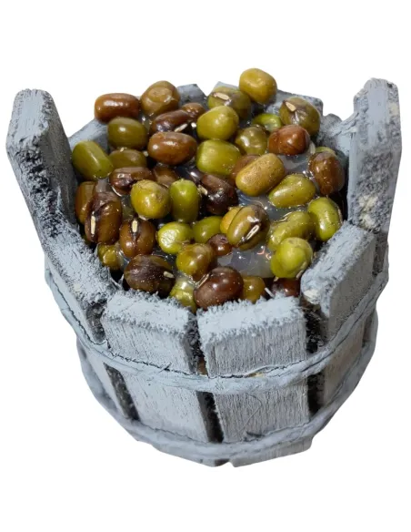 Tinozza in legno con olive per statue da 8-10 cm