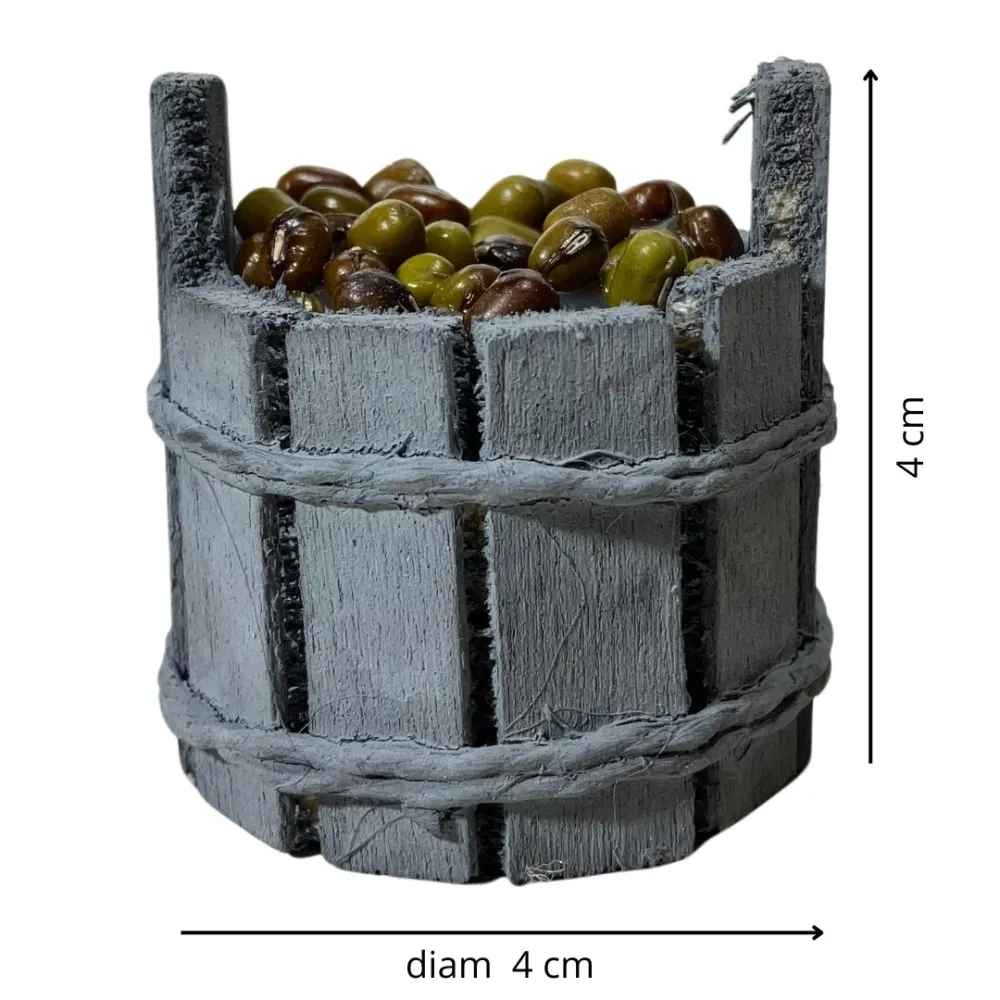 Wooden Tub with Olives for 8–10 cm Nativity Figures