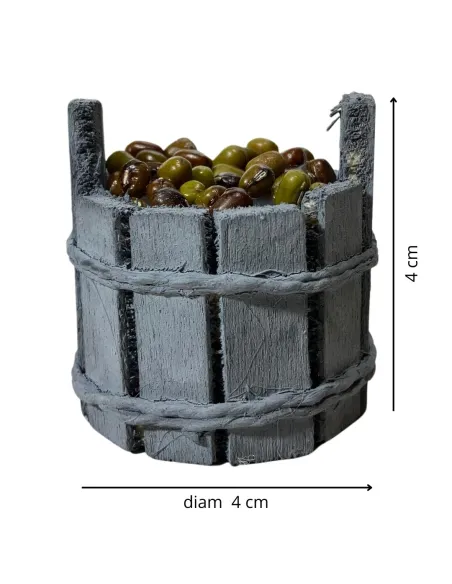 Tinozza in legno con olive per statue da 8-10 cm