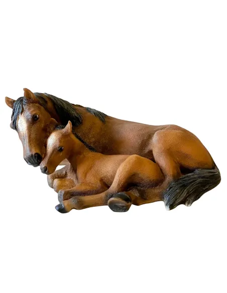 Resin Lying Mare and Foal for 15–20 cm Nativity Figures
