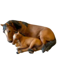 Resin Lying Mare and Foal for 15–20 cm Nativity Figures