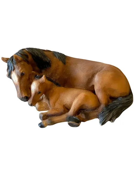 Resin Lying Mare and Foal for 15–20 cm Nativity Figures