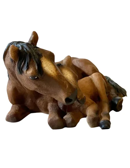Resin Lying Mare and Foal for 15–20 cm Nativity Figures